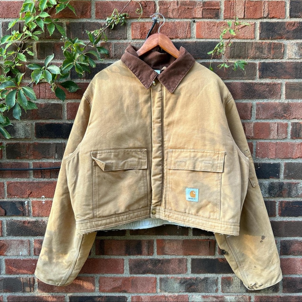 Carhartt Brown Canvas Jacket with Dark Brown Collar